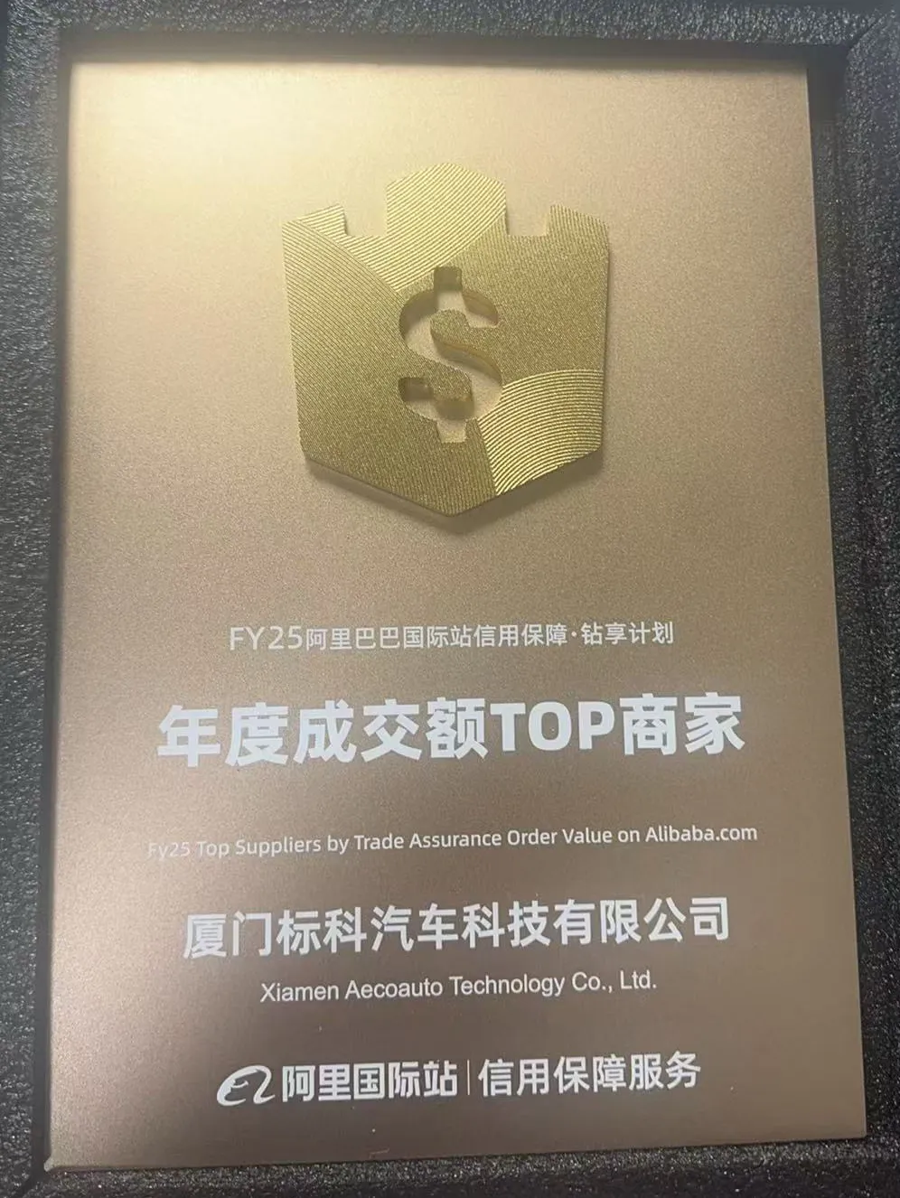 Gratulacje dla Xiamen Aecoauto Technology Co., Ltd. za zostanie najlepszymi dostawcami FY25 według wartości Zamówień Zamówienia na Alibaba.com
